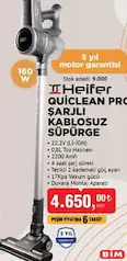 HEİFER QUİCLEAN PRO ŞARJLI KABLOSUZ SÜPÜRGE